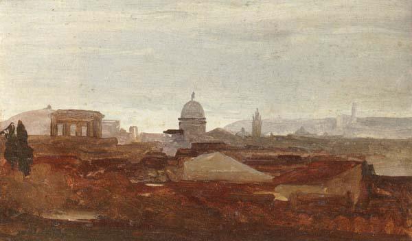 unknow artist a view overlooking a city,roman ruins and a cupola visible on the horizon oil painting picture